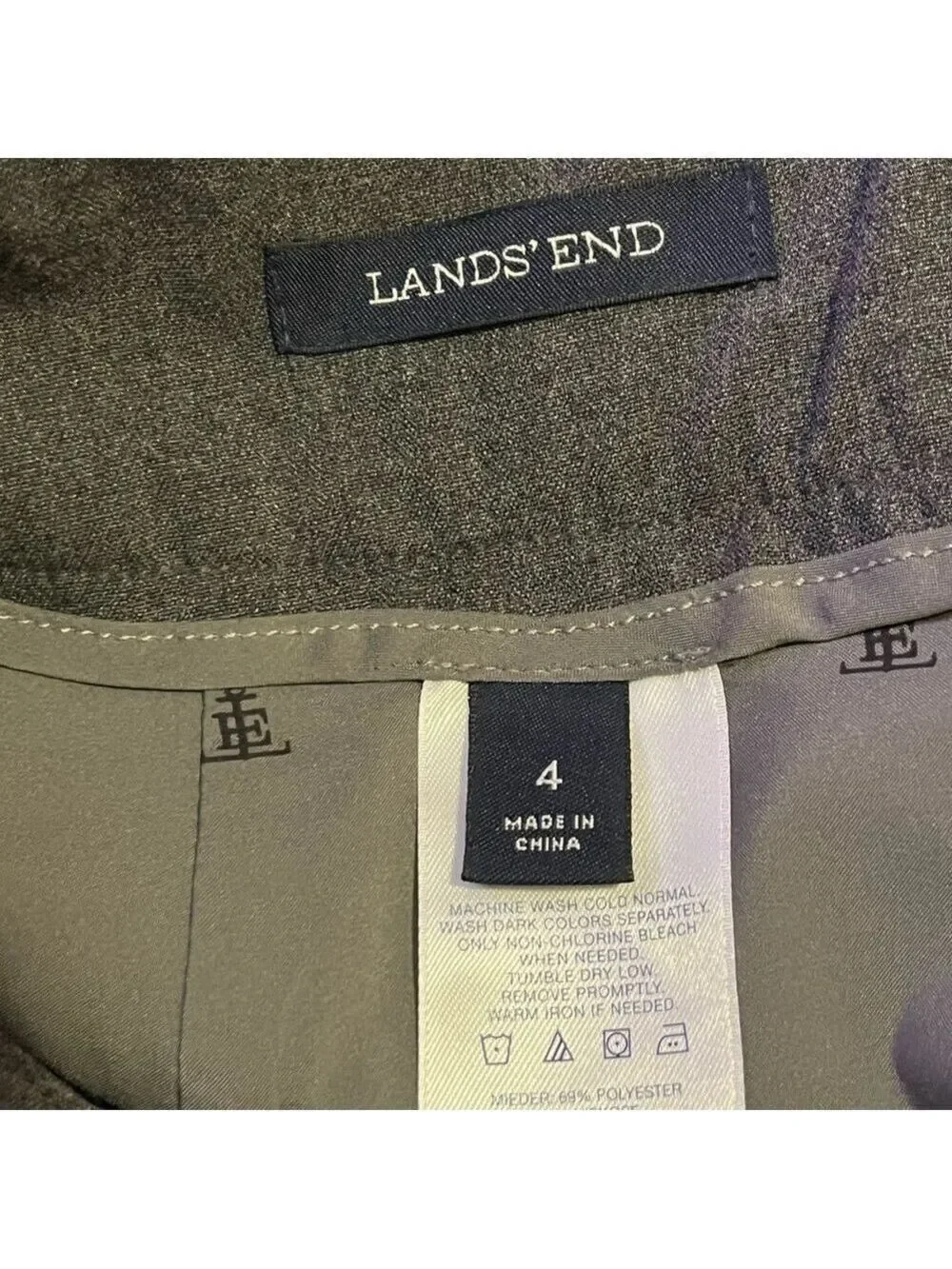 Elegant dark grey gray charcoal pencil straight skirt Lands End size 4